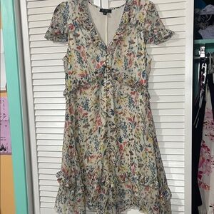 Floral V-Neck Ruffle Dress